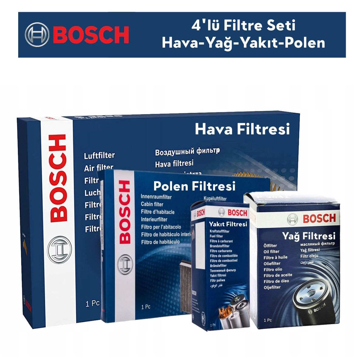 Citroen C4 Picasso 1.6 HDİ Filtre Bakım Seti 4'Lü 2007-2012 BOSCH BH115257